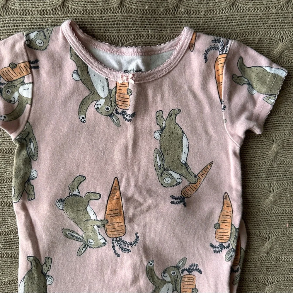 EUC Carter’s 7pc Baby Girl Pajama + Sleep Sack Set, Pink & Blue Bunnies, 18 Mo